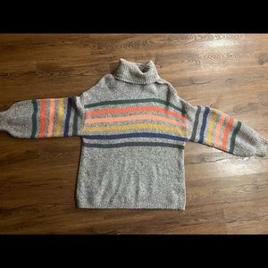 Boutique oversized cowl neck multicolor striped sweater, Medium women’s